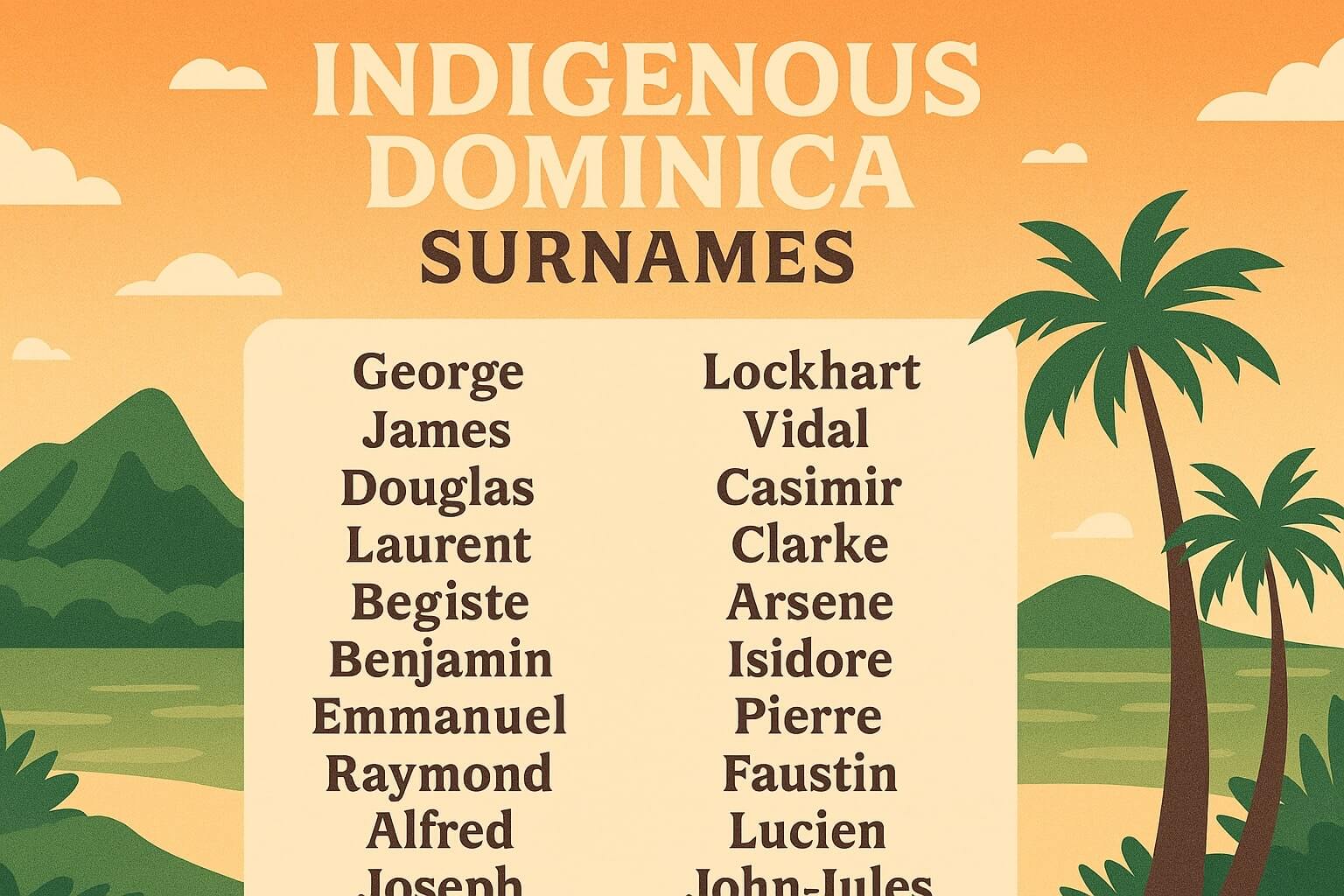 Apellidos indígenas de Dominica | Cultura kalinago, raíces y significados