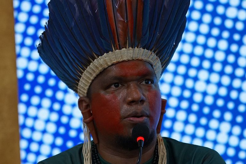 Ronaldo Amanayé, líder del pueblo Amanayé, en la COP30 de Belém, Pará, 2025