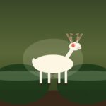 Anhangá: el espíritu tupí-guaraní protector de los animales Ilustración de Anhangá como venado blanco con ojos rojos llameantes en la selva nocturna
