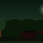 Ao Ao: leyenda guaraní de la bestia devoradora del monte Ao Ao: bestia peluda con colmillos prominentes en monte guaraní nocturno con yvyrá pyta