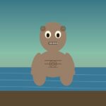 Atabey: la diosa madre primordial del panteón taíno Ilustración de Atabey en pose de cuclillas pariendo, cemí taíno con espirales y ojos grandes