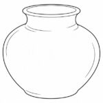 Dibujos cayubaba para colorear: canoa, maíz y humedal Vasija redondeada de cuello corto y boca abierta, sin decoración, para colorear