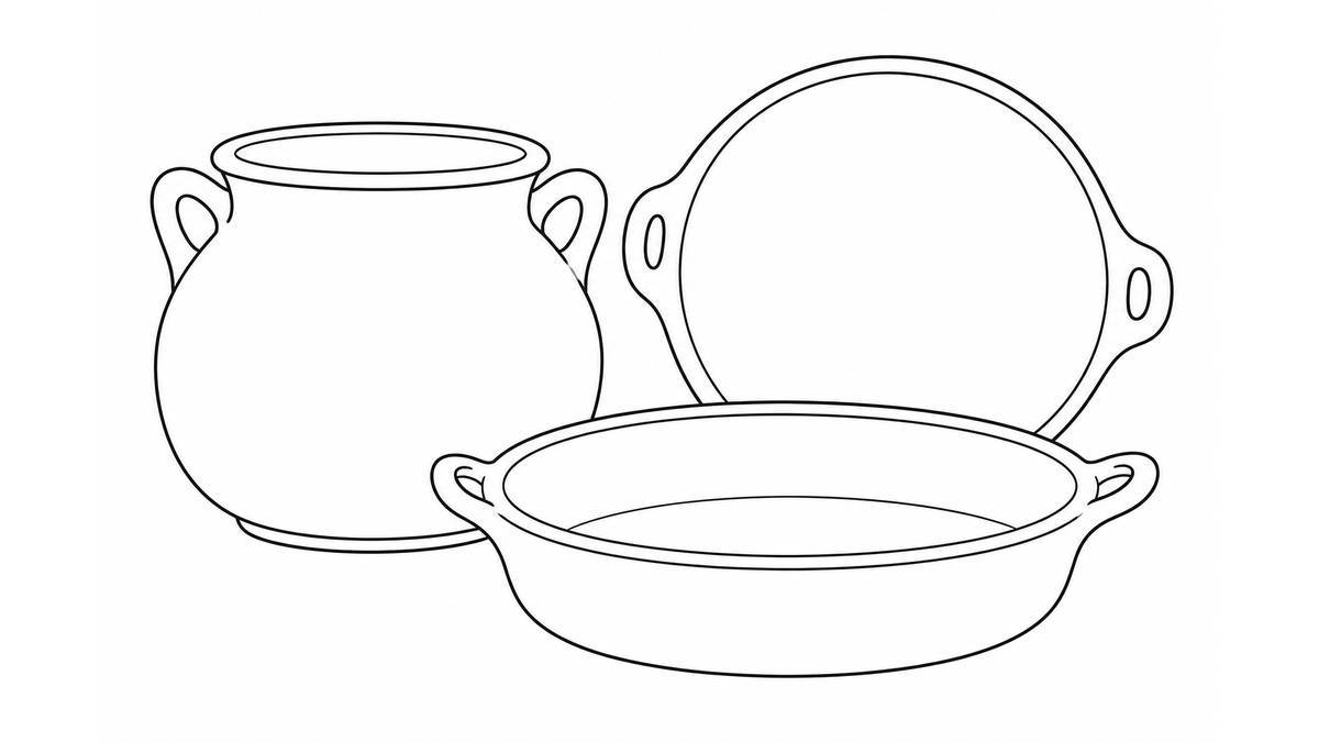 Olla, cazuela y comal de formas sencillas