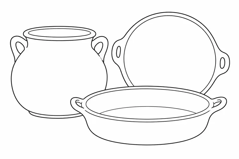 Olla, cazuela y comal de formas sencillas