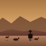 Coquena: el dueño andino de las vicuñas y guanacos en la Puna Coquena: silueta de pastor andino con vicuñas en altiplano puneño al atardecer