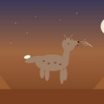 Coyote: el trickster más extendido de la mitología nativa norteamericana Ilustración de Coyote aullando a la luna llena en el desierto del suroeste con cactus saguaro