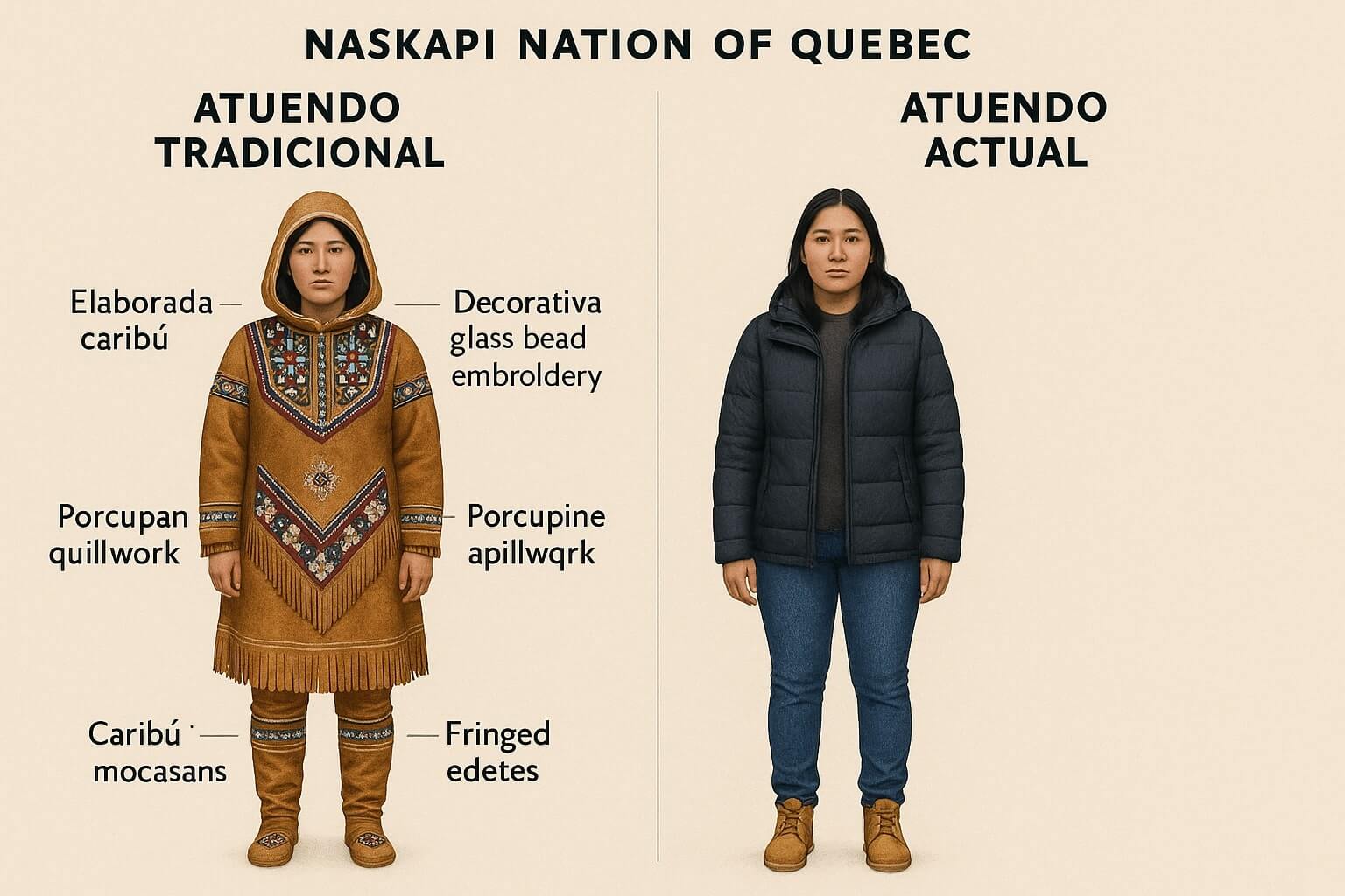 Comparativa entre el atuendo tradicional y el actual