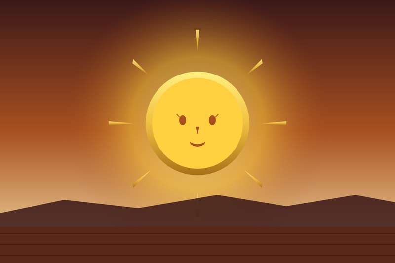 Inti: disco solar dorado con rostro y rayos sobre cordillera andina — dios sol incaico