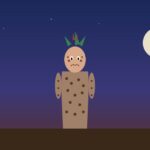 Ixbalanqué: el héroe gemelo lunar del Popol Vuh maya Ilustración de Ixbalanqué con manchas de jaguar bajo la luna llena en la selva maya