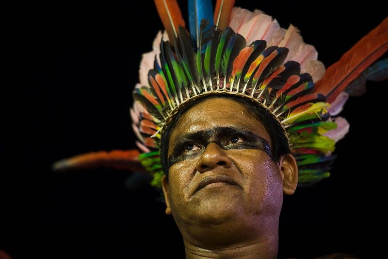 Javaé: integrante del pueblo en los Juegos Mundiales Indígenas, Tocantins, Brasil, 2015