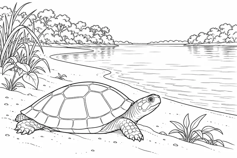 Tortuga de agua dulce sobre una playa del Araguaia en una recreación ambiental