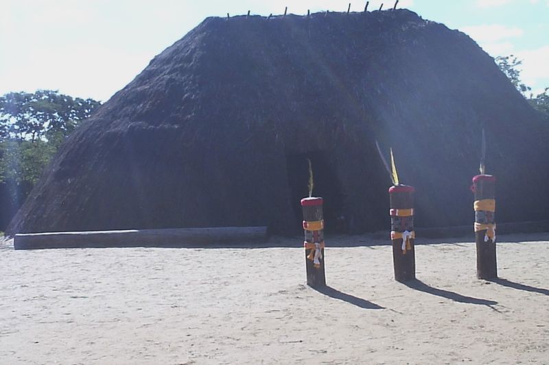 Vivienda kuikuro: oca o casa oval tradicional del pueblo Kuikuro — São Paulo