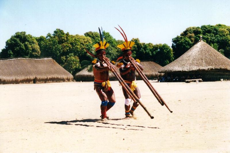 Aldeia Matipu o ritual jakui en el Parque Indígena do Xingu — pueblo Karib del Alto Xingu