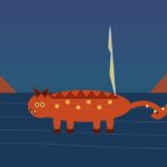 Mishipeshu: Gran Lince guardián de las aguas Anishinaabe Ilustración de Mishipeshu felino-dragón con cuernos y escamas cobrizas en las profundidades del Lago Superior