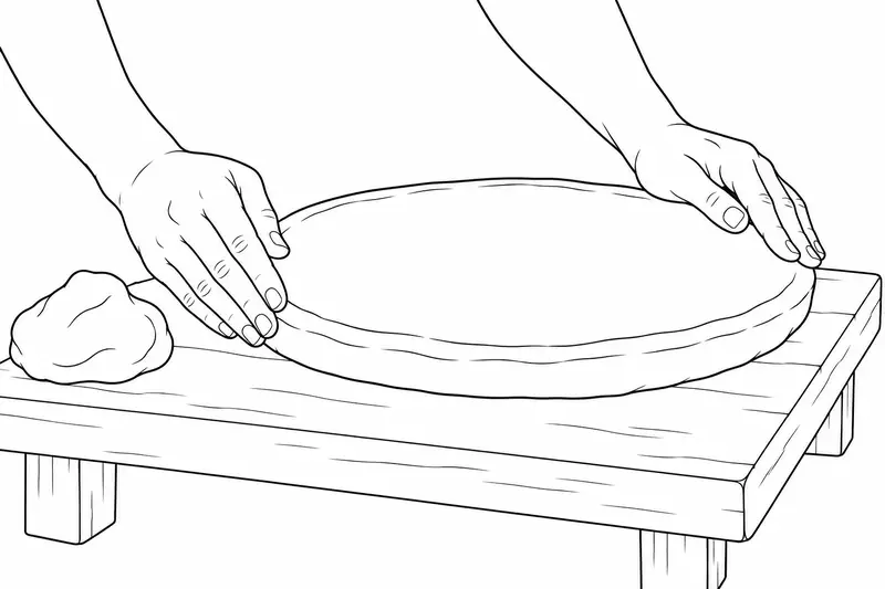Manos alisando un comal de barro sobre una mesa