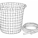 Dibujos de pilagás para colorear: 4 láminas y actividades Cesta alta de fibras entrelazadas con tiras de material a su lado