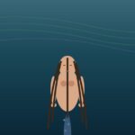 Sedna: la diosa inuit del mar y la fauna ártica Ilustración de Sedna en el fondo del océano Ártico con cabello largo desordenado y cola de foca