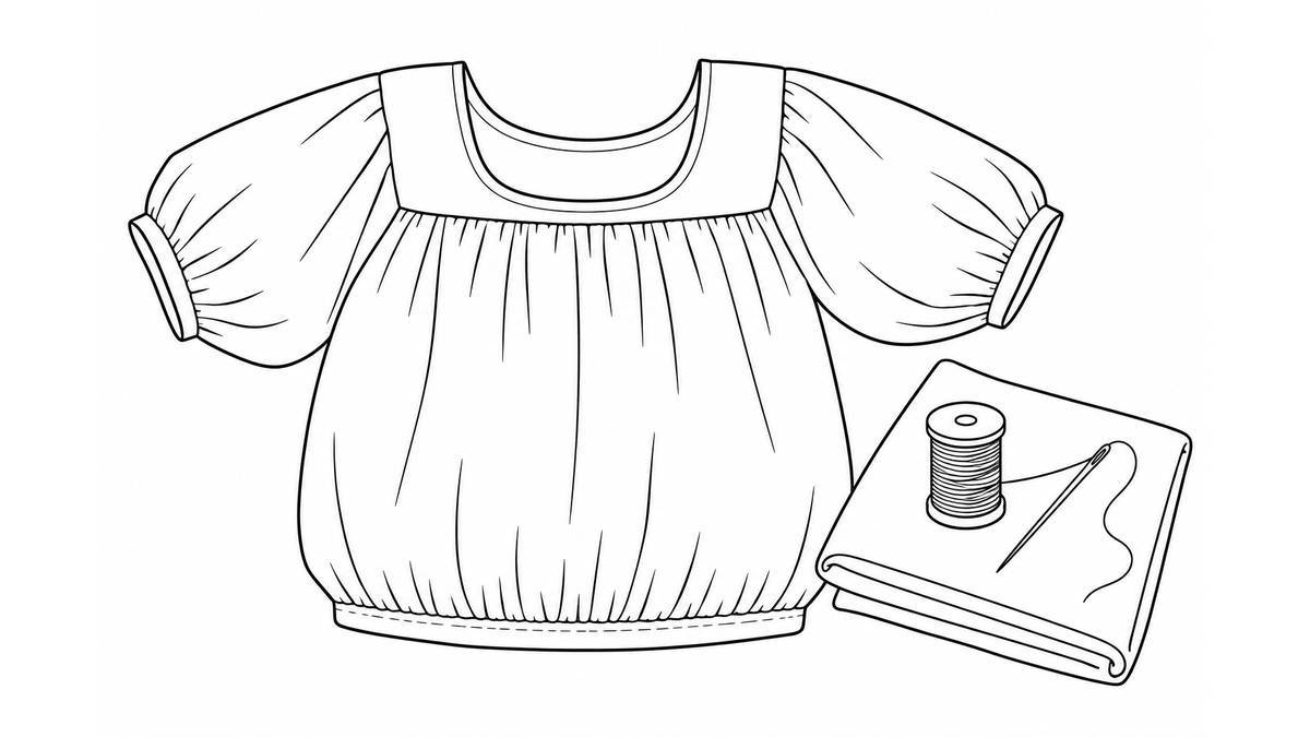 Blusa lisa junto a hilo, sin bordado comunitario reproducido