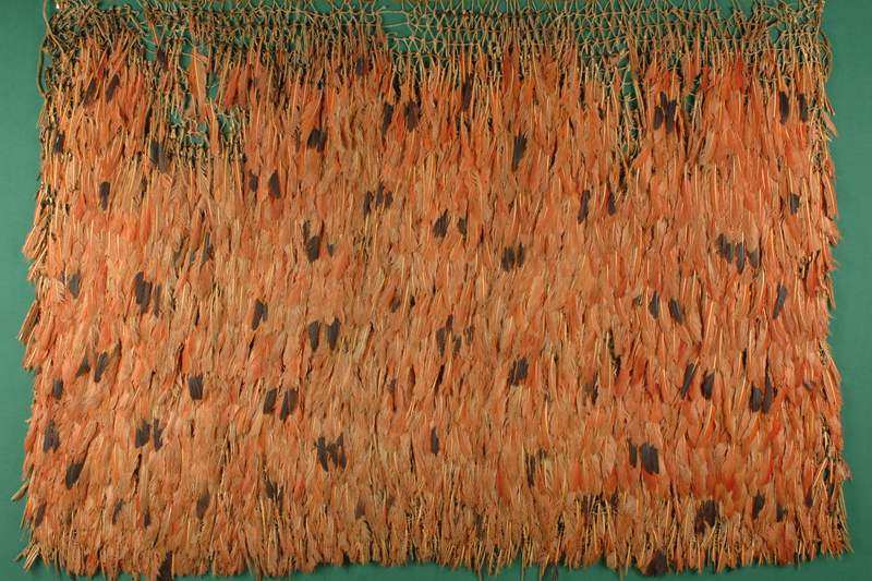 Artesanía tupinambá: manto ceremonial de plumas rojas de guará del siglo XVI — Florencia