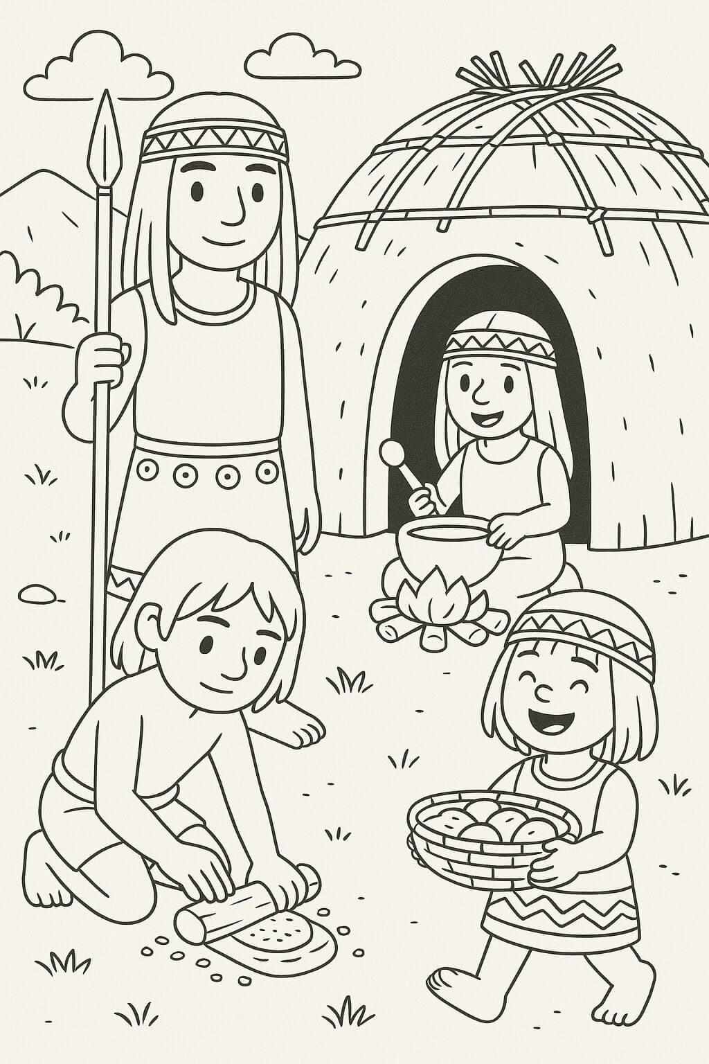 vivienda comechingones para colorear