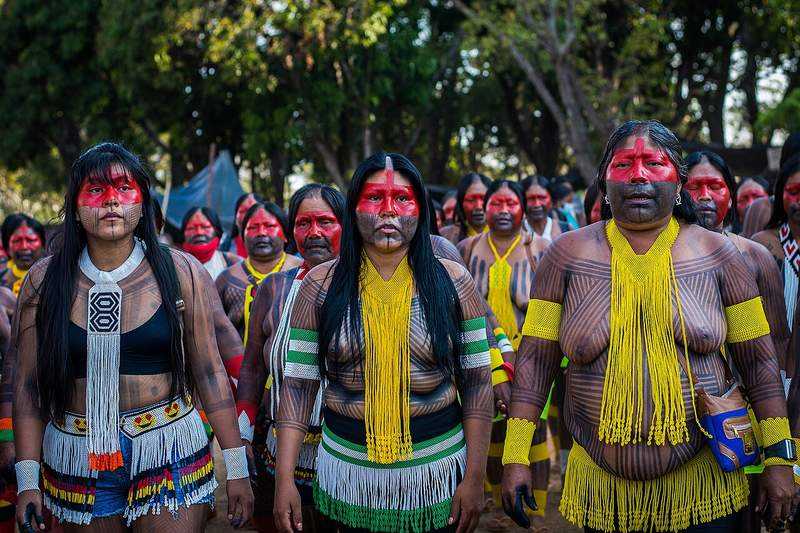 Aldeia Mebengokre o líder Kayapó en TI Xikrin do Cateté, sureste del Pará