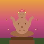 Xochipilli: el príncipe mexica de las flores y el éxtasis Ilustración de Xochipilli sentado en éxtasis con flores grabadas en el cuerpo