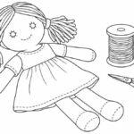 Dibujos de yaquis para colorear Muñeca de tela con costuras junto a hilo y tijeras