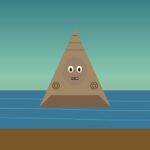 Yúcahu: el dios supremo taíno de la yuca y el mar Ilustración de Yúcahu en cemí trigonal con rasgos antropomorfos y conucos de yuca al fondo